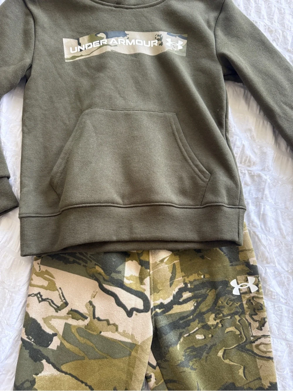 Under Armour Kids Olive Hooded Sweatshirt with Camo Joggers